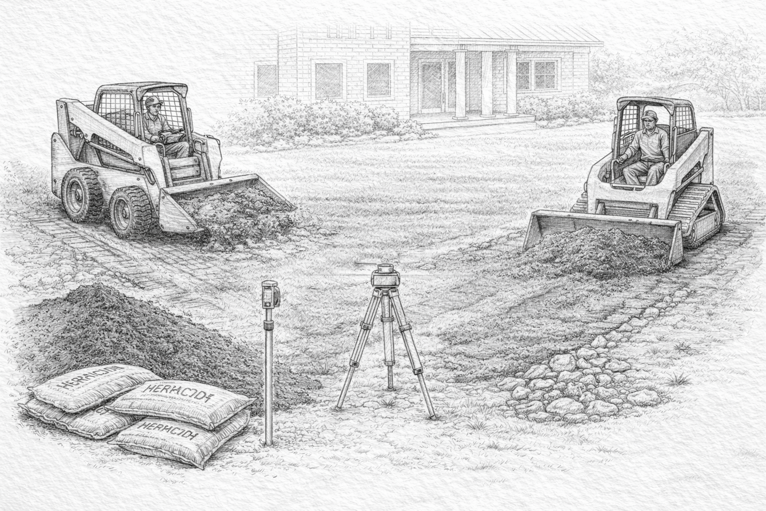 Grading work to correct slope and drainage